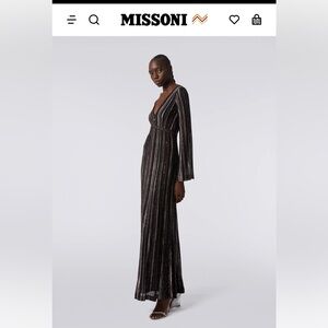 Missoni Black and Silver Striped Long Sleeve Dress